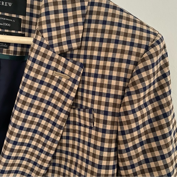 J. Crew Alfie Honey Plaid Italian Wool Stretch Blazer Size 10 NWOT Tollegno 1900 - Picture 13 of 16